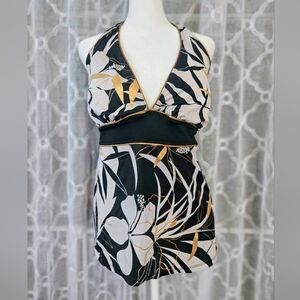 Islander Black and Gold Halter Tankini - Size 18